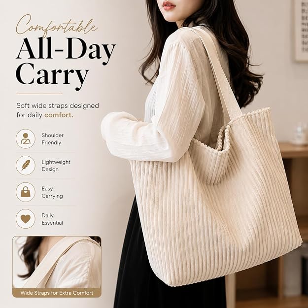 Kawn Korean Style Corduroy Tote Bag