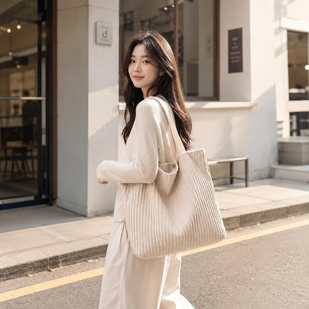 Kawn Korean Style Corduroy Tote Bag