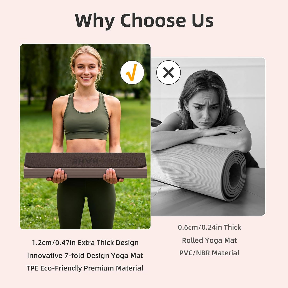 HAHE Extra Thick Foldable Yoga Mat