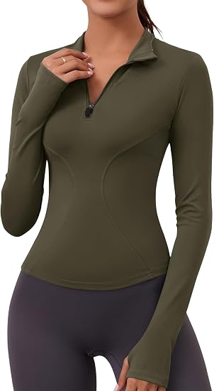 LOMON Long Sleeve Quarter-Zip Workout Top