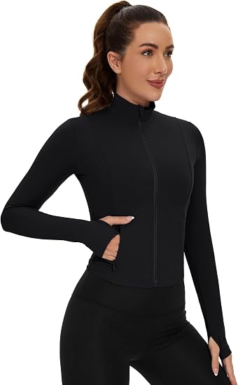 Women's Cropped Zip-Up Workout Jacket