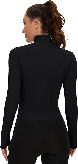 Women's Cropped Zip-Up Workout Jacket