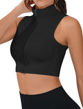 FEOYA Sleeveless Zip-Up Crop Top