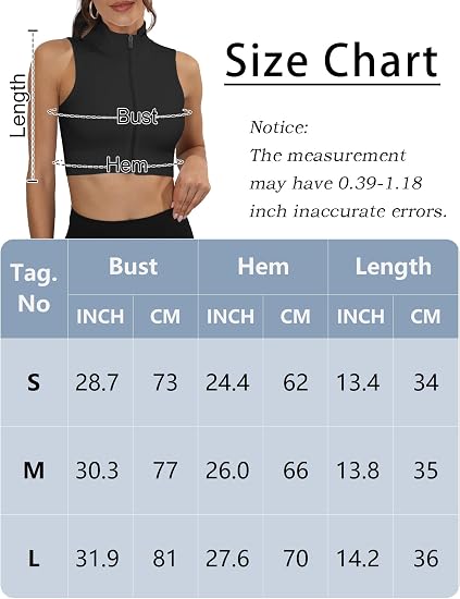 FEOYA Sleeveless Zip-Up Crop Top